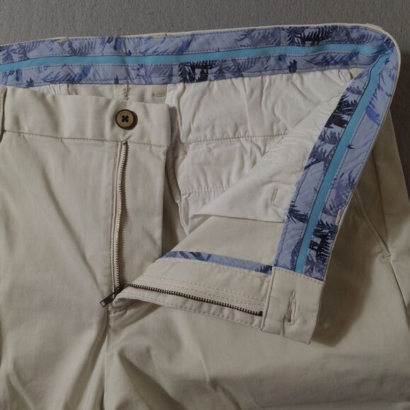 Tommy Bahama Chino Pants Mens 36x30 Cream Cotton Blend Solid Flat Front Preppy - Picture 7 of 11